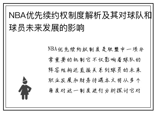 NBA优先续约权制度解析及其对球队和球员未来发展的影响